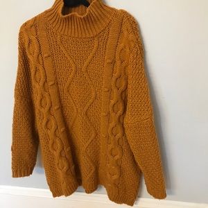 Chunky knit oversized mustard sweater